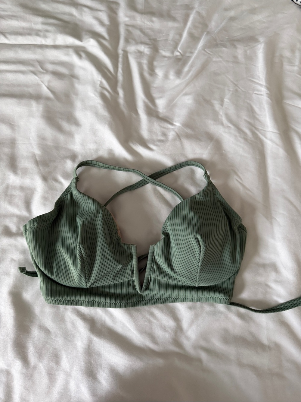 Target Olive Green Ribbed Bikini Bralette Top